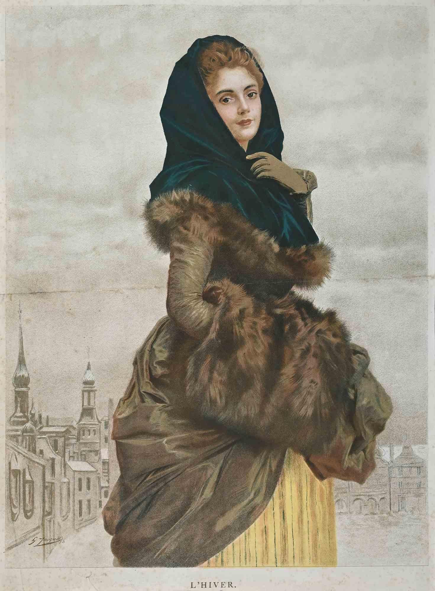 Unknown Figurative Print - Winter - ChromoLithograph - 1885