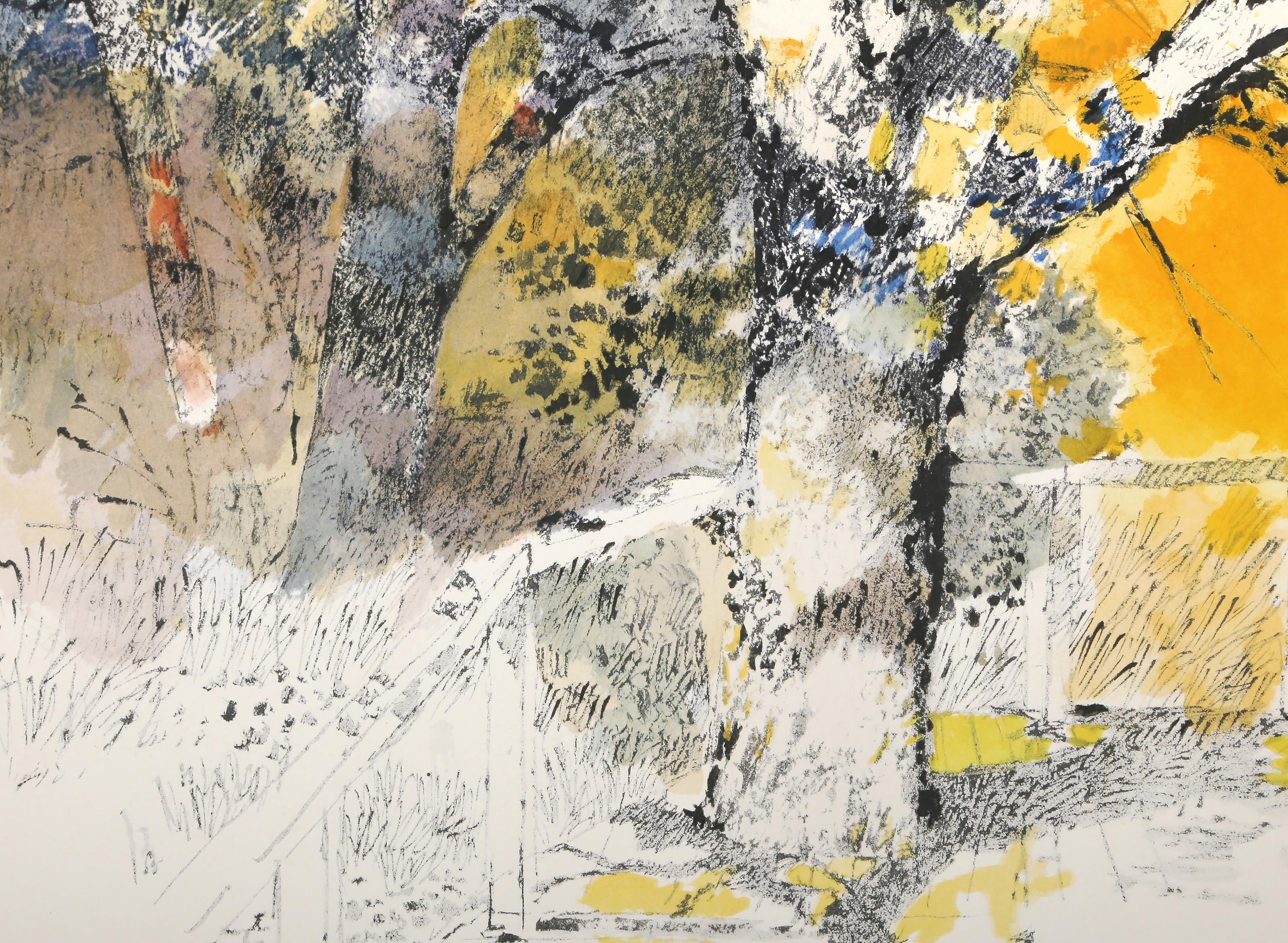 Winter Tree, Impressionist Lithograph by Jean-Marie Picard - Beige Landscape Print by Unknown