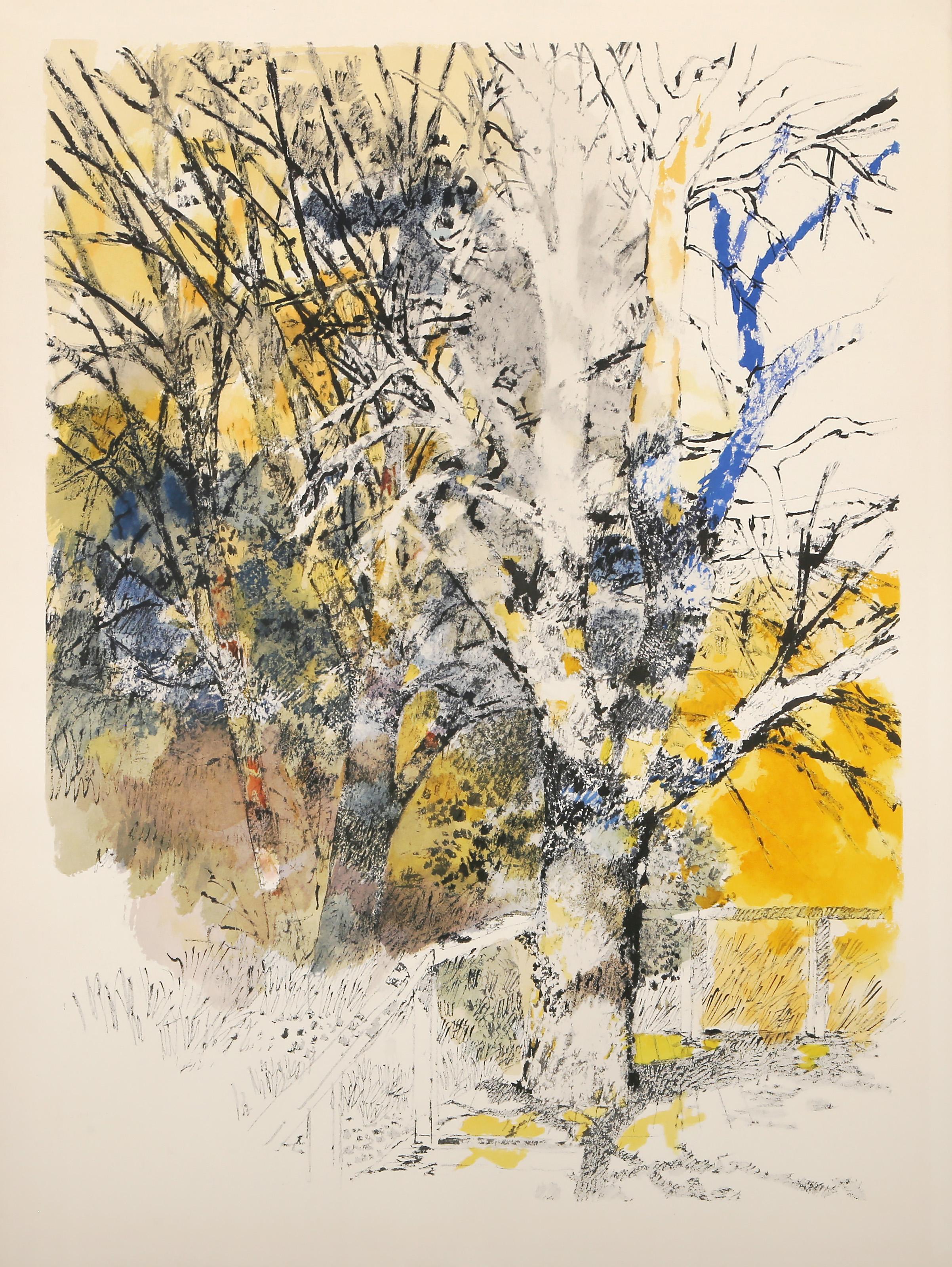 Unknown Landscape Print - Winter Tree, Impressionist Lithograph by Jean-Marie Picard