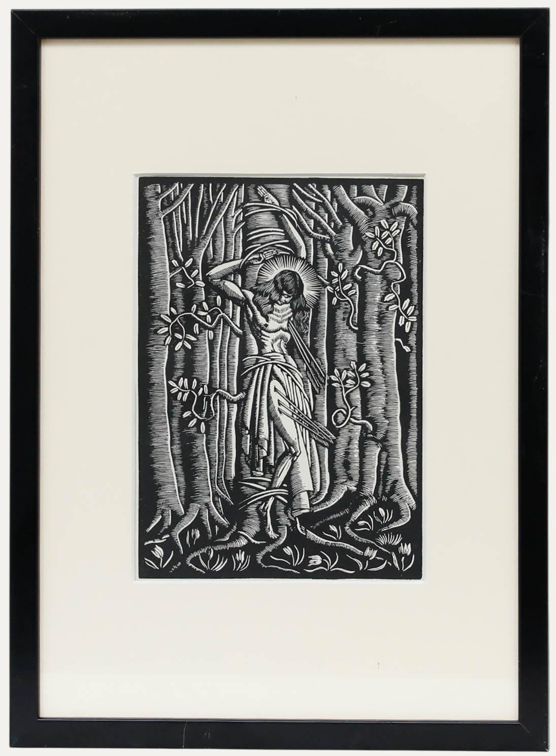 Unknown Figurative Print - Wladislaw Skoczylas (1883-1934) - Framed Lithograph, Saint Sebastian
