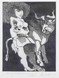 Woman and bull - Aquatint and Etching - 1980s