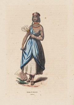 Femme de Bournou - Lithographie originale sur papier - 19ème siècle