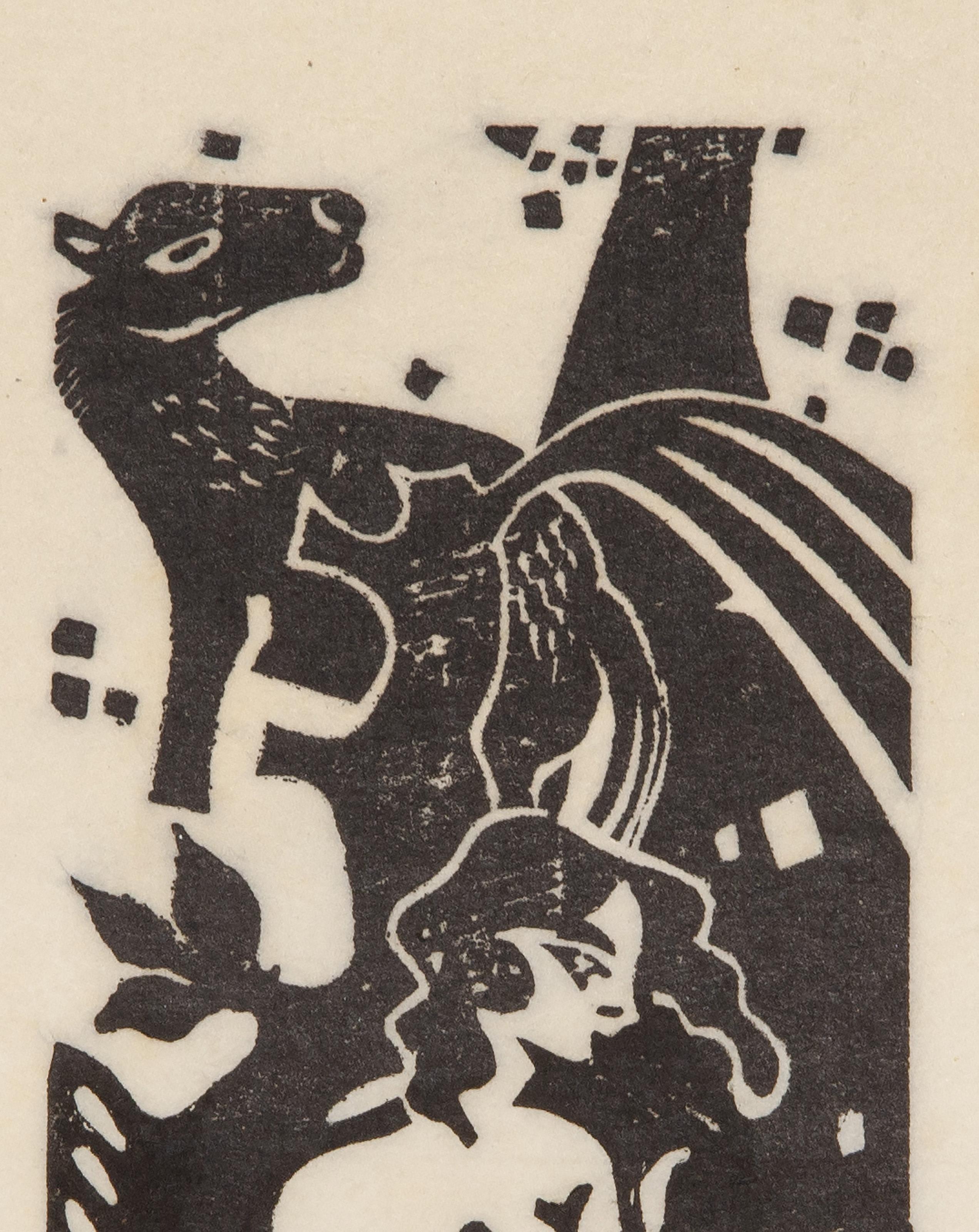 Woman in Tree, Surrealist Woodcut Print For Sale 1