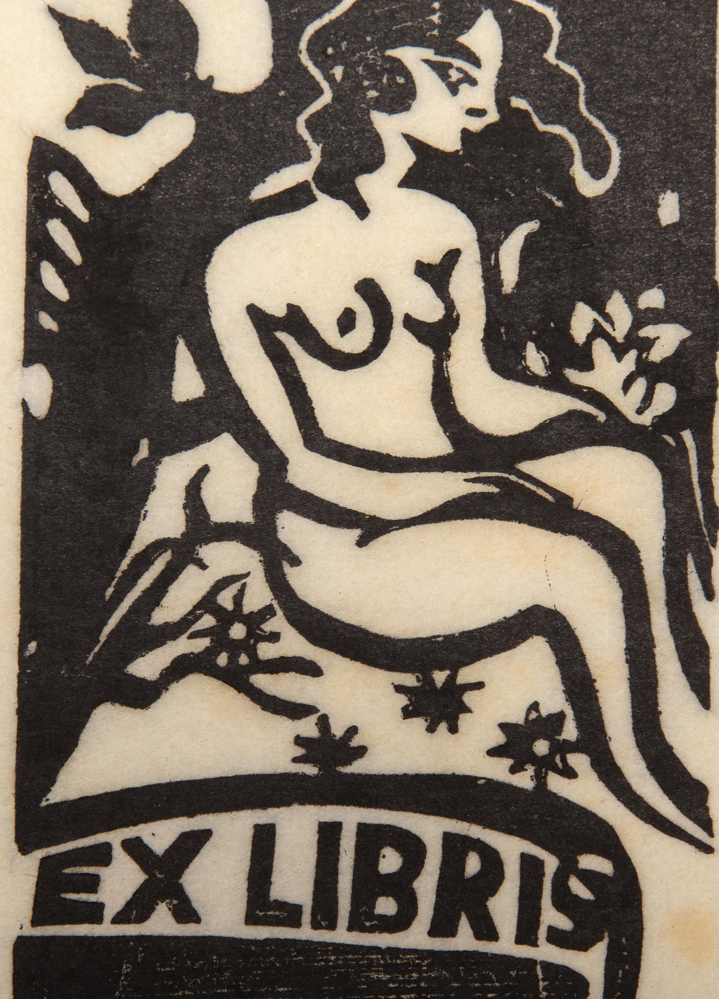 Woman in Tree, Surrealist Woodcut Print For Sale 2