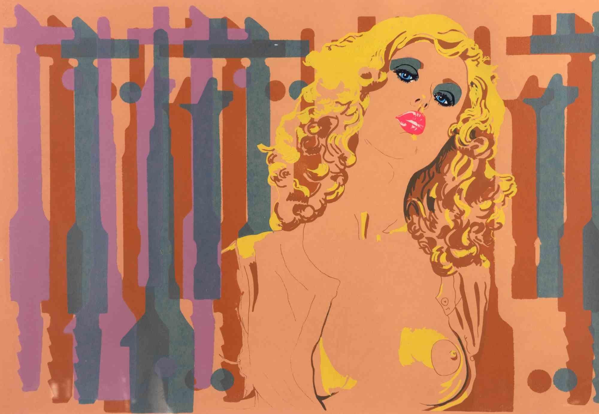 Mujer - Litografía - Años 70 - Print de Unknown