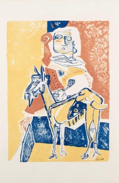 Woman on Goat by Robert Colquhoun
