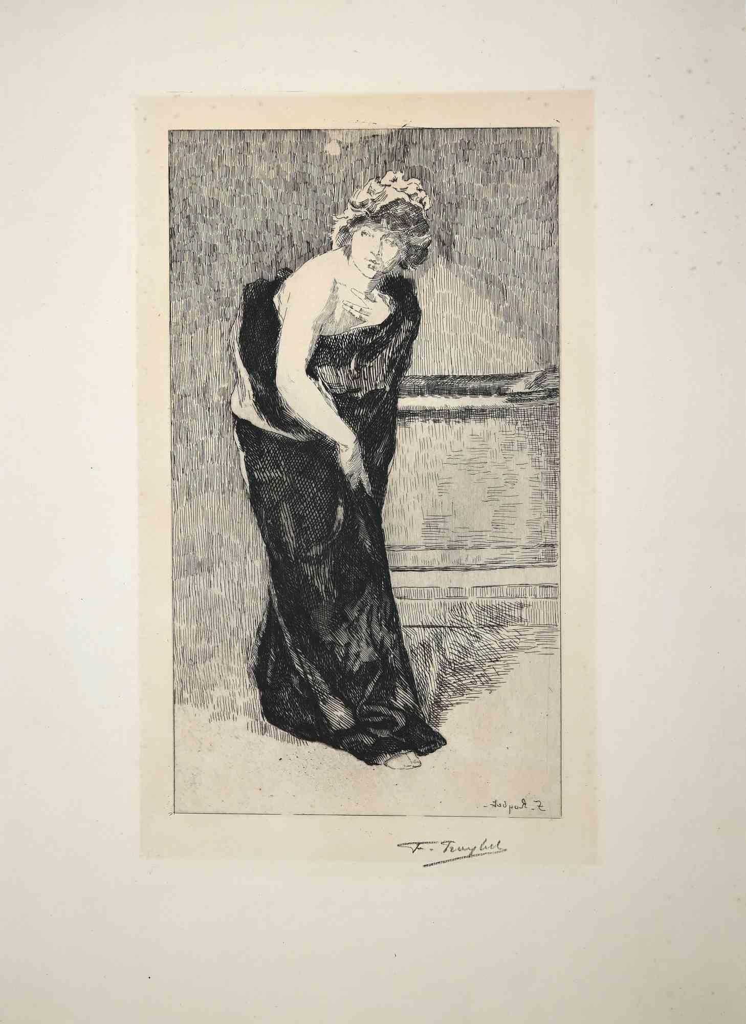 Unknown Portrait Print - Woman - Etching  - Early 20th century