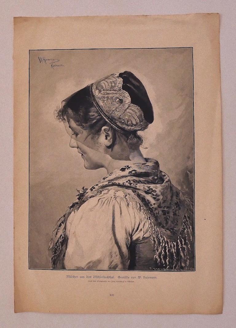 Unknown Portrait Print - Woman - Zincography Print by R.Brendamour - 20th Century