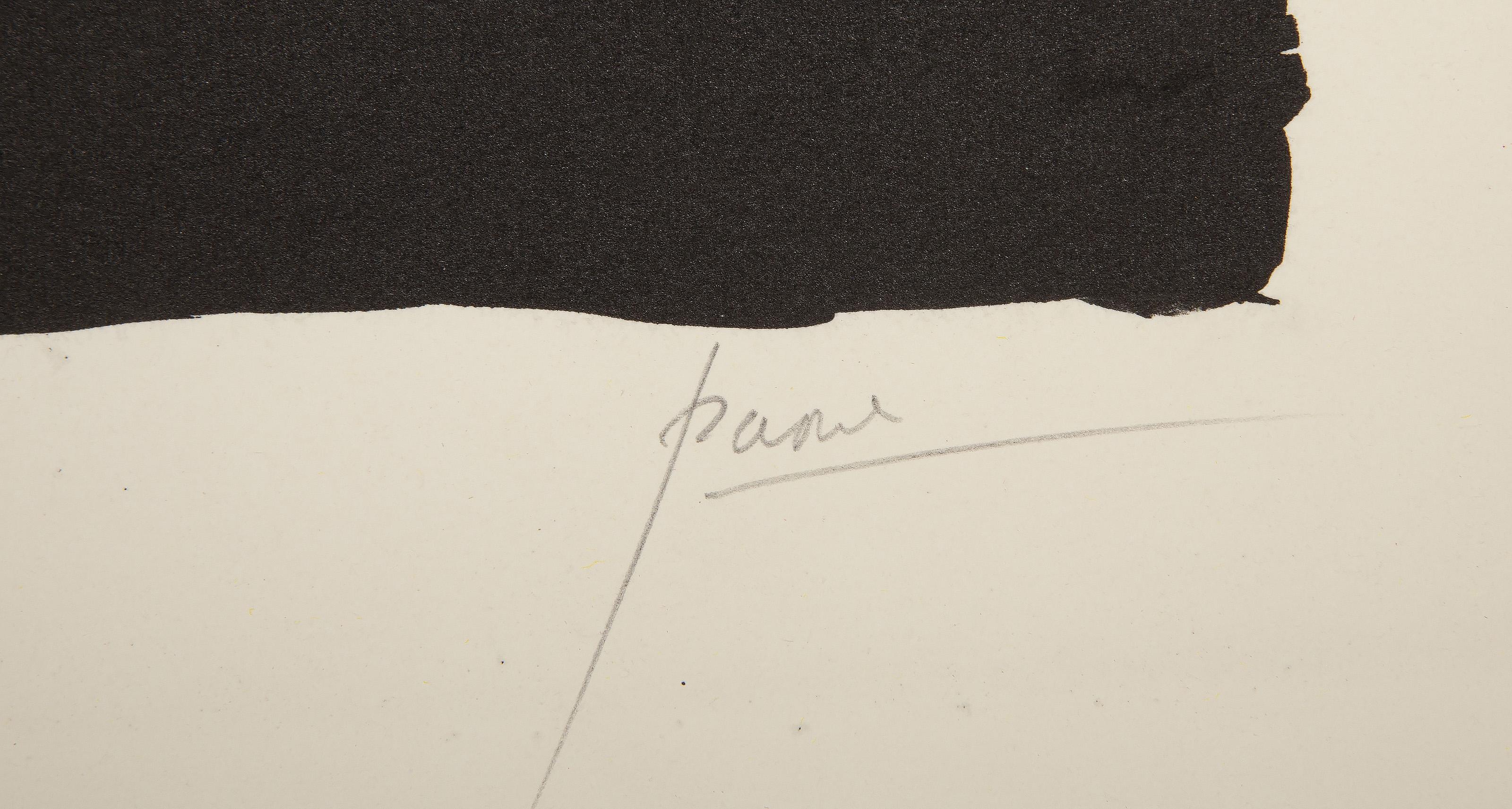 Donna con decalcomania, litografia surrealista di Peters Paone - Print di Peter Paone