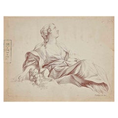 Antique Woman With Cornucopia - Lithograph by French artist - 1830