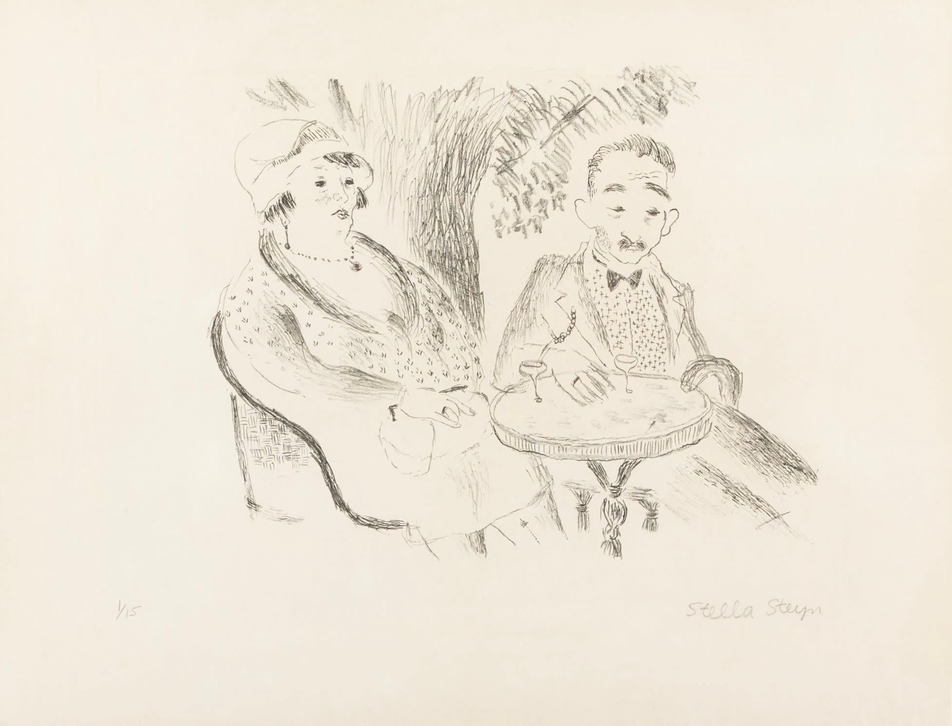 Mujer con su marido en el jardín por Stella Steyn, 1929 circa

Más información:
Técnica: Litografía sobre tela
13 x 16 7/8 in
33 x 43 cm
firmado y numerado 1/15 a lápiz

Stella Steyn fue una artista irlandesa-judía.

 Nació en Dublín en 1907, hijo