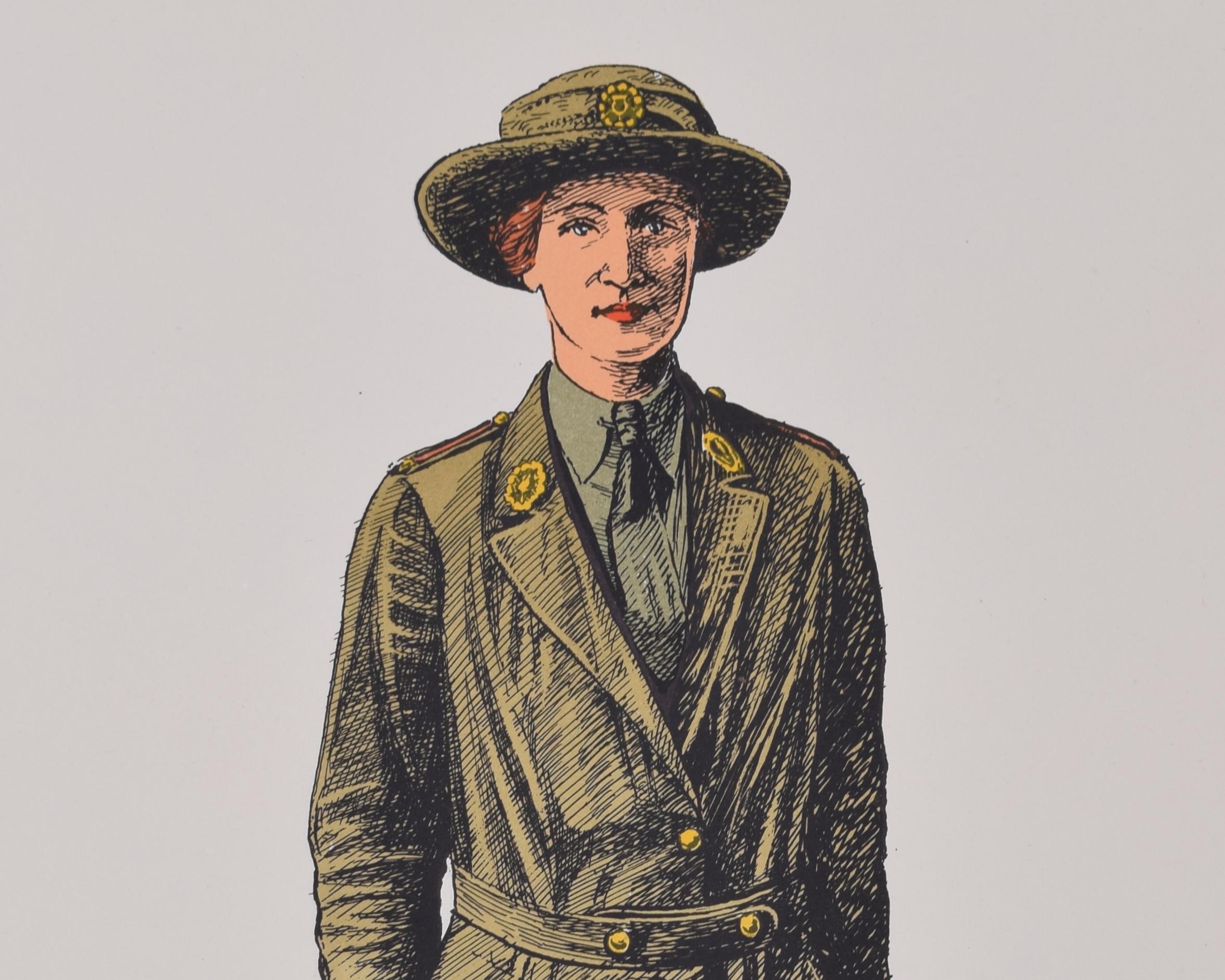 Women's Auxiliary Army Corps Institute of Army Education WW1 uniform lithograph - Print by Unknown