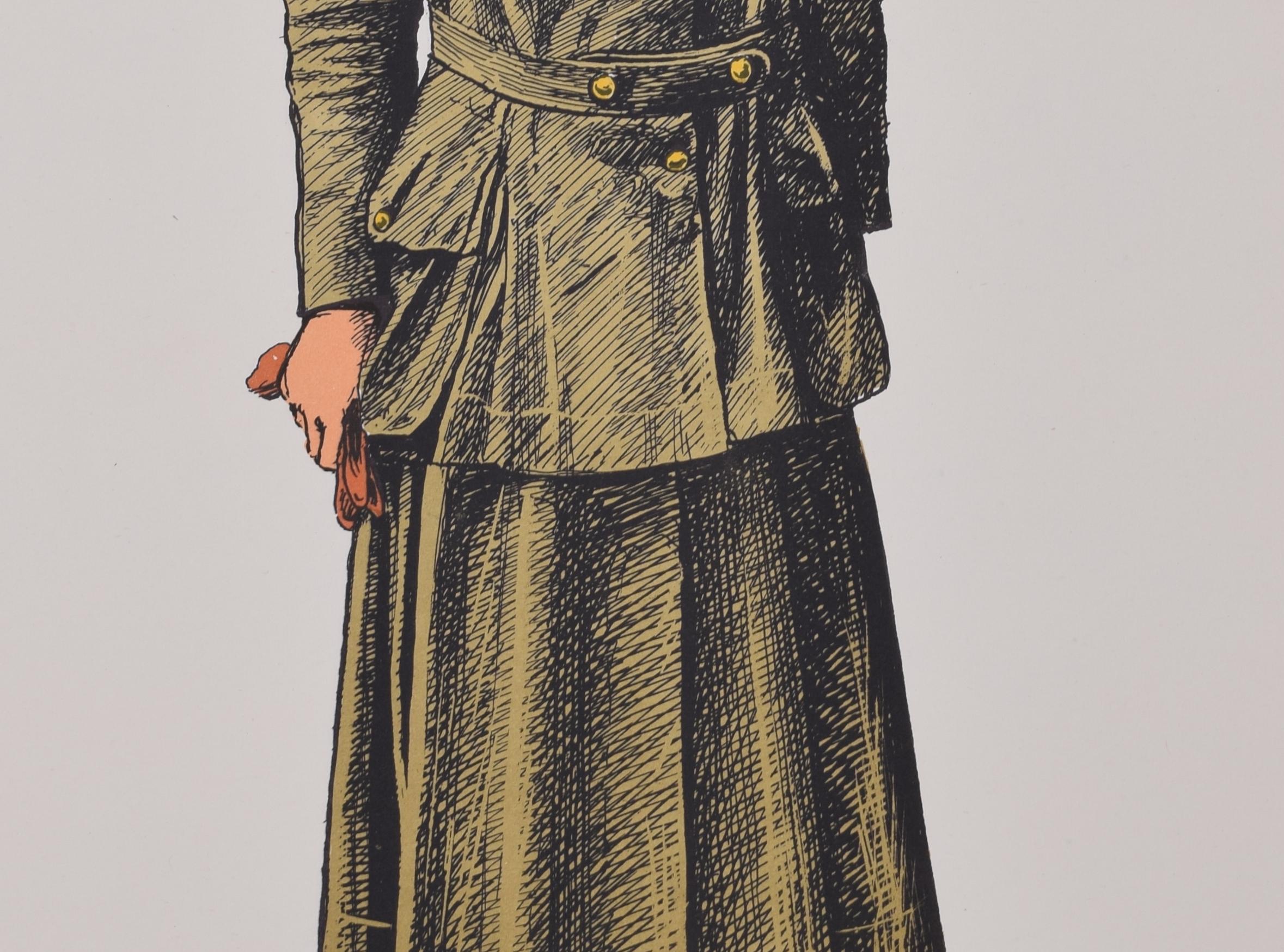 Women's Auxiliary Army Corps Officer (Clerical Section) 1917 uniform
Lithograph
50 x 31 cm

Produced for the Institute of Army Education. Printed for HM Stationery Office by I A Limited, Southall 51.

These posters were produced by the Institute of