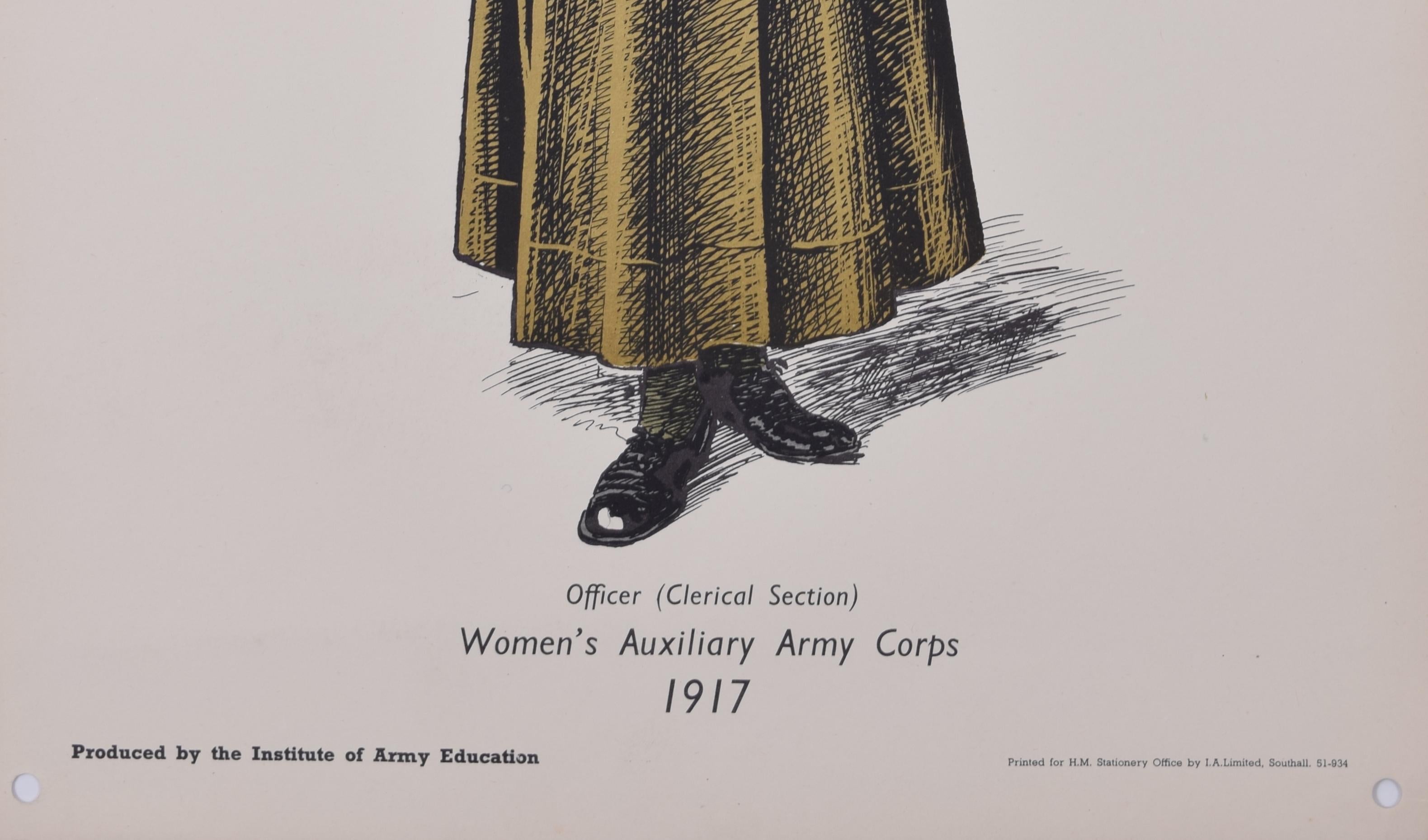 Women's Auxiliary Army Corps Institute of Army Education WW1 uniform lithograph For Sale 1