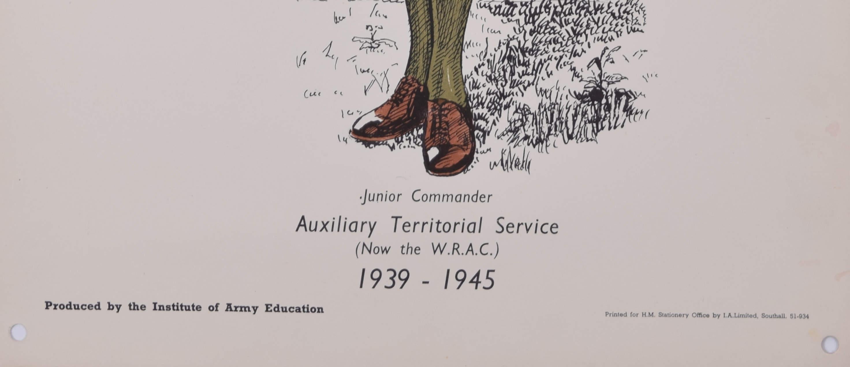 Royal Army Corps Institute of Army Education WW2 Uniform-Lithographie für Damen im Angebot 1