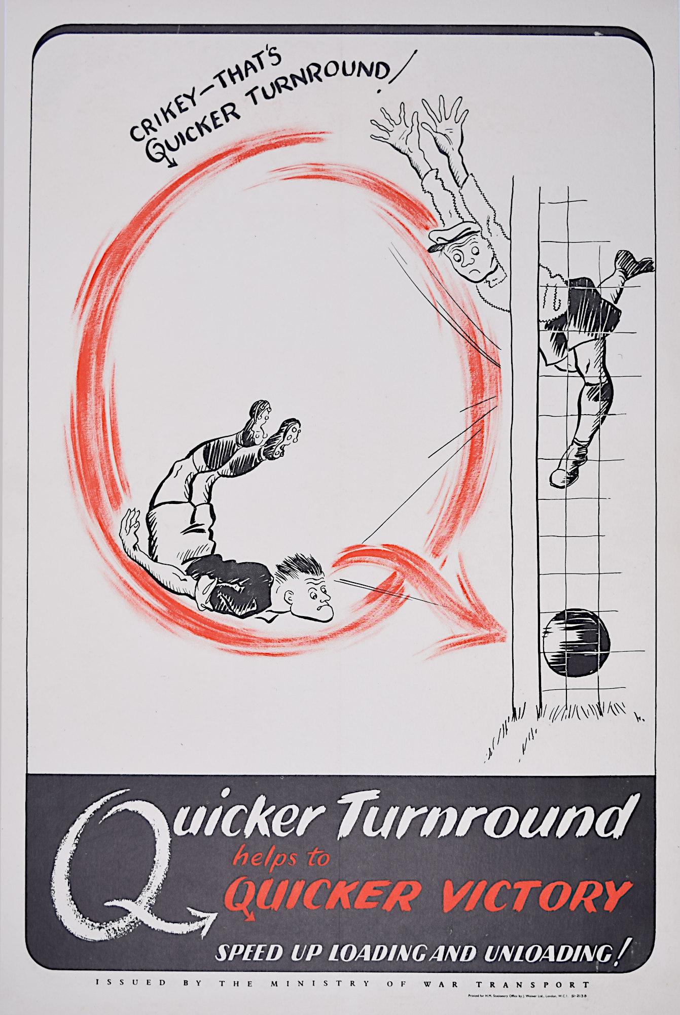 Football-Poster aus dem Zweiten Weltkrieg, Quicker Turnaround to Victory Ministry of Transport
