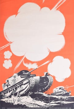 Chars d'assaut de la Seconde Guerre mondiale : affiche originale pour la Caisse nationale d'épargne 