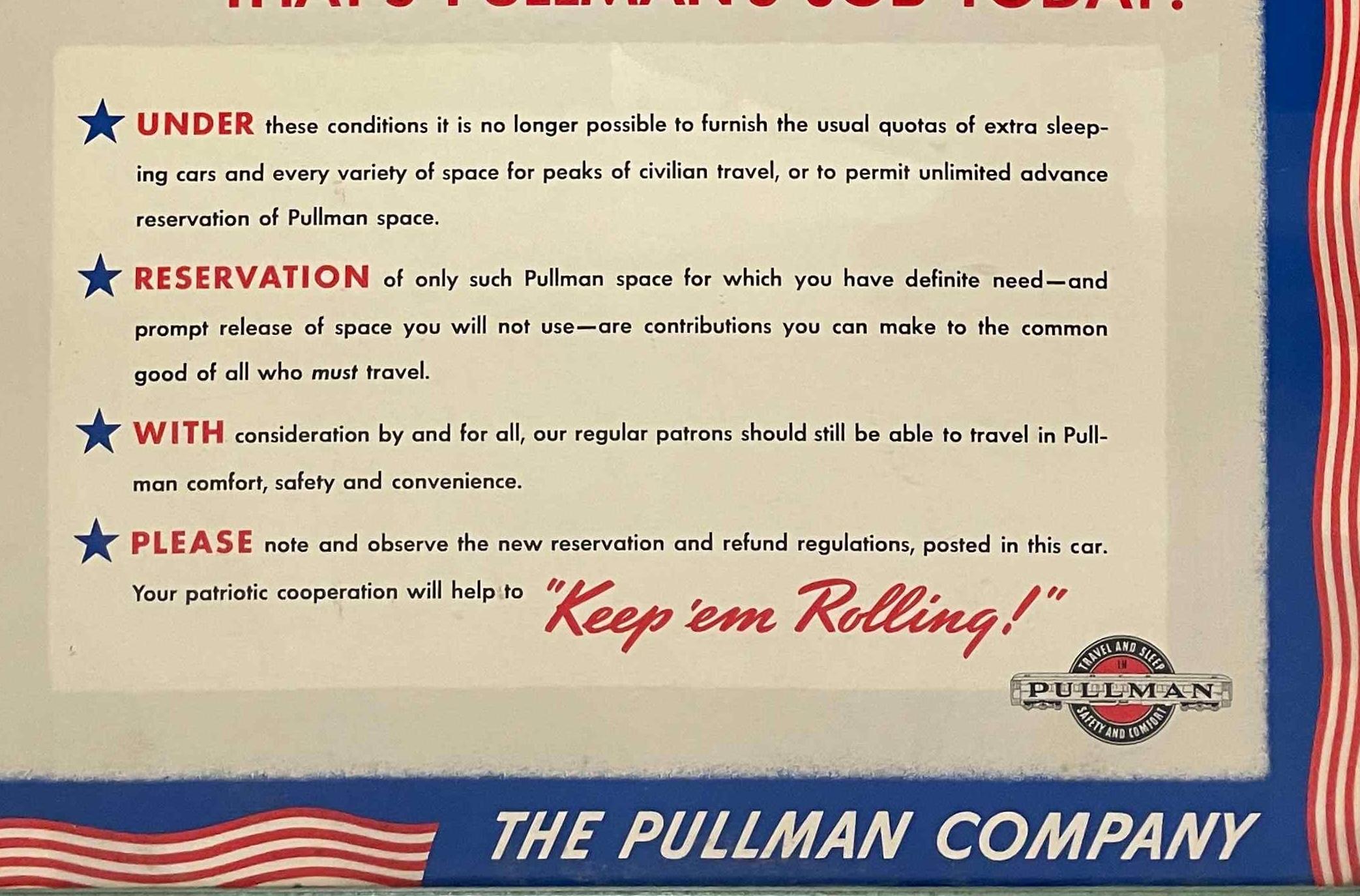 WWII-Era Pullman Company Poster 