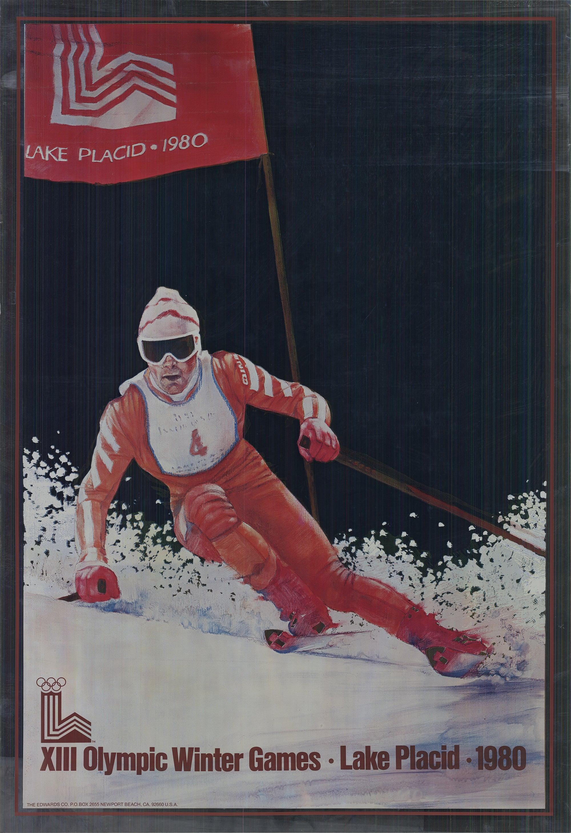 XIII Giochi Olimpici Invernali 1980- Stampa su carta stagnola - Print di Unknown