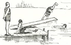 Y.B. Robinson 'Divers' Lithograph Print, American Modern, 20th Century
