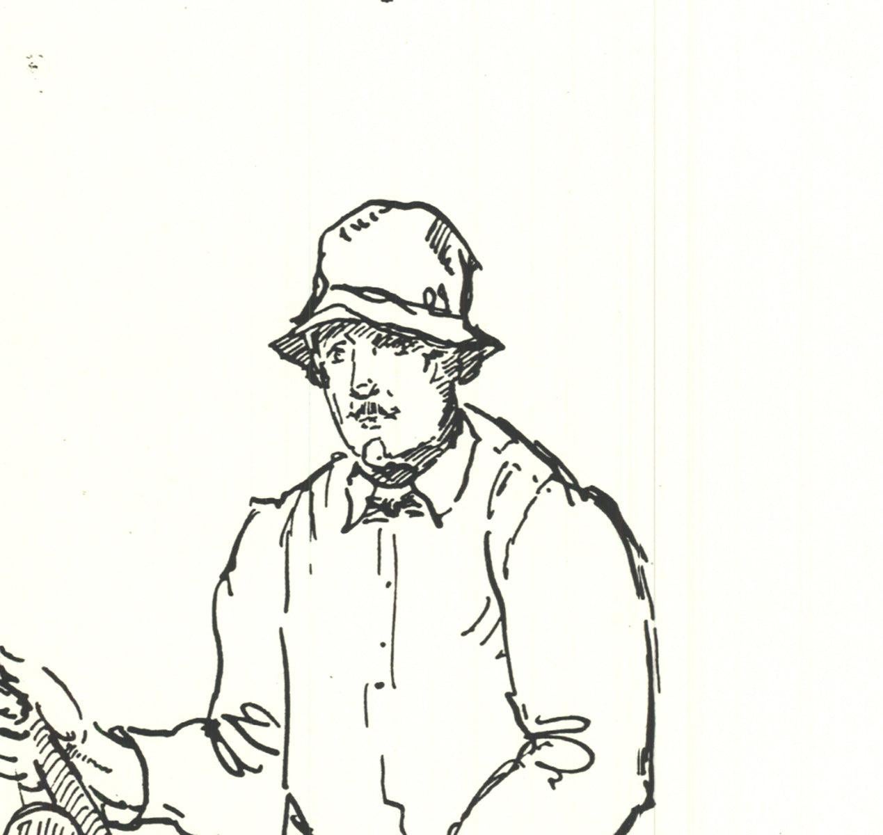 YB Robinson 'Fly Fisherman in River', Vintage Lithograph in vendita 1