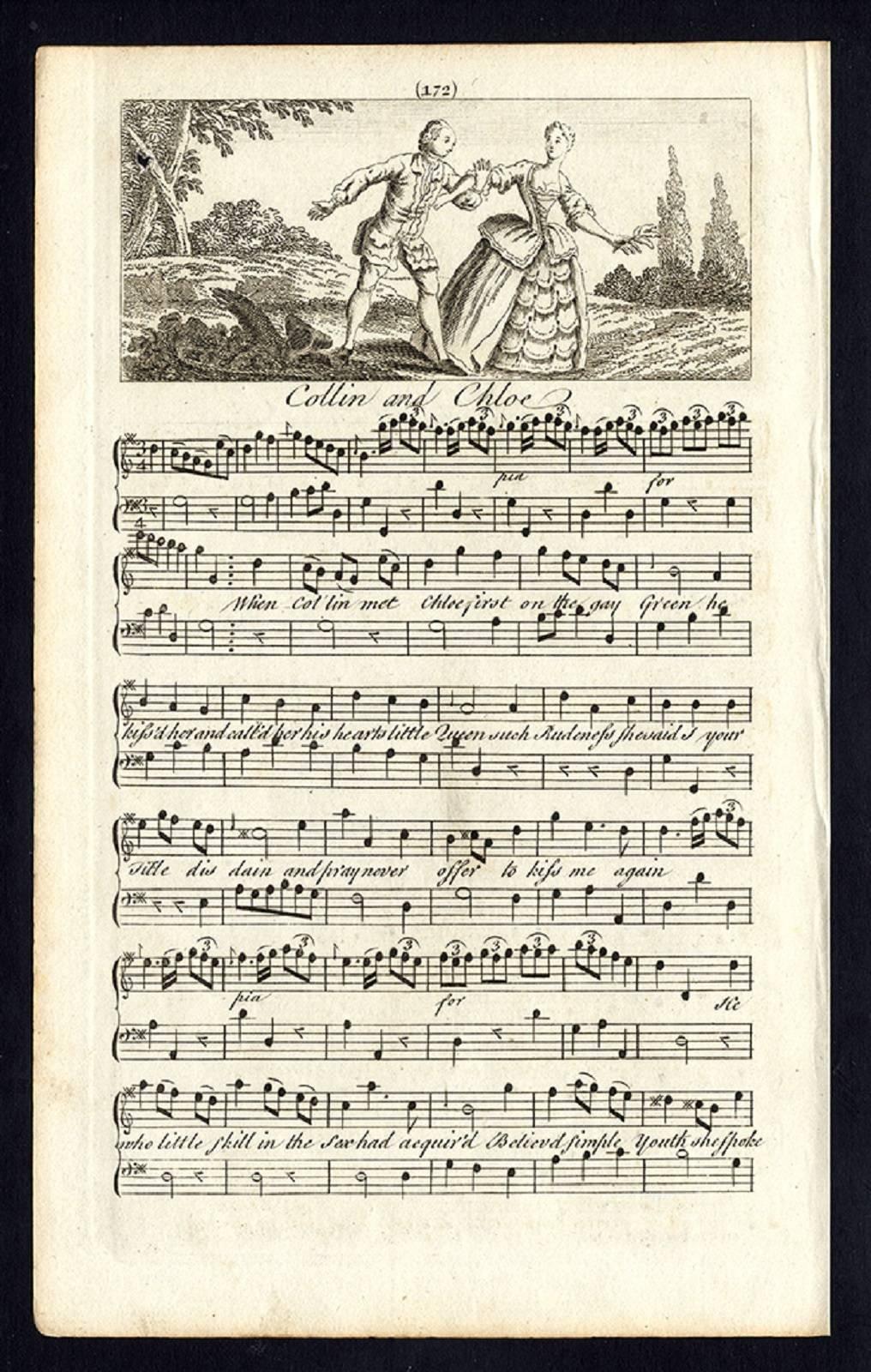 Original etching/engraving on a verge type paper.

This rare set of songs consists of four sheets, on which you will find the music of the following four songs: 