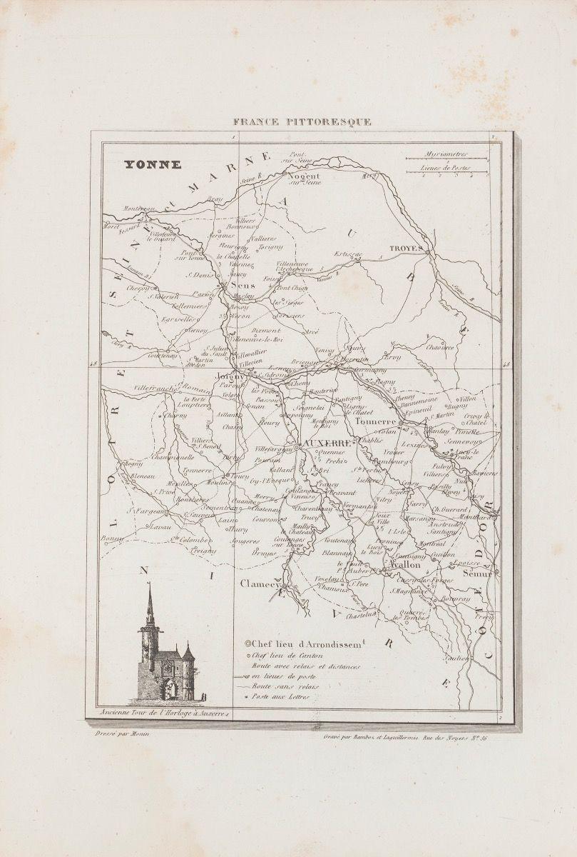 Unknown Figurative Print - Yonne Map - Original Lithograph - 19th Century