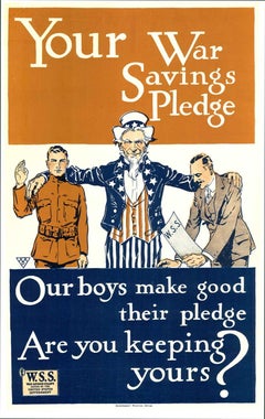 "Your War Savings Pledge, War Savings Stamps" original vintage 1918 poster