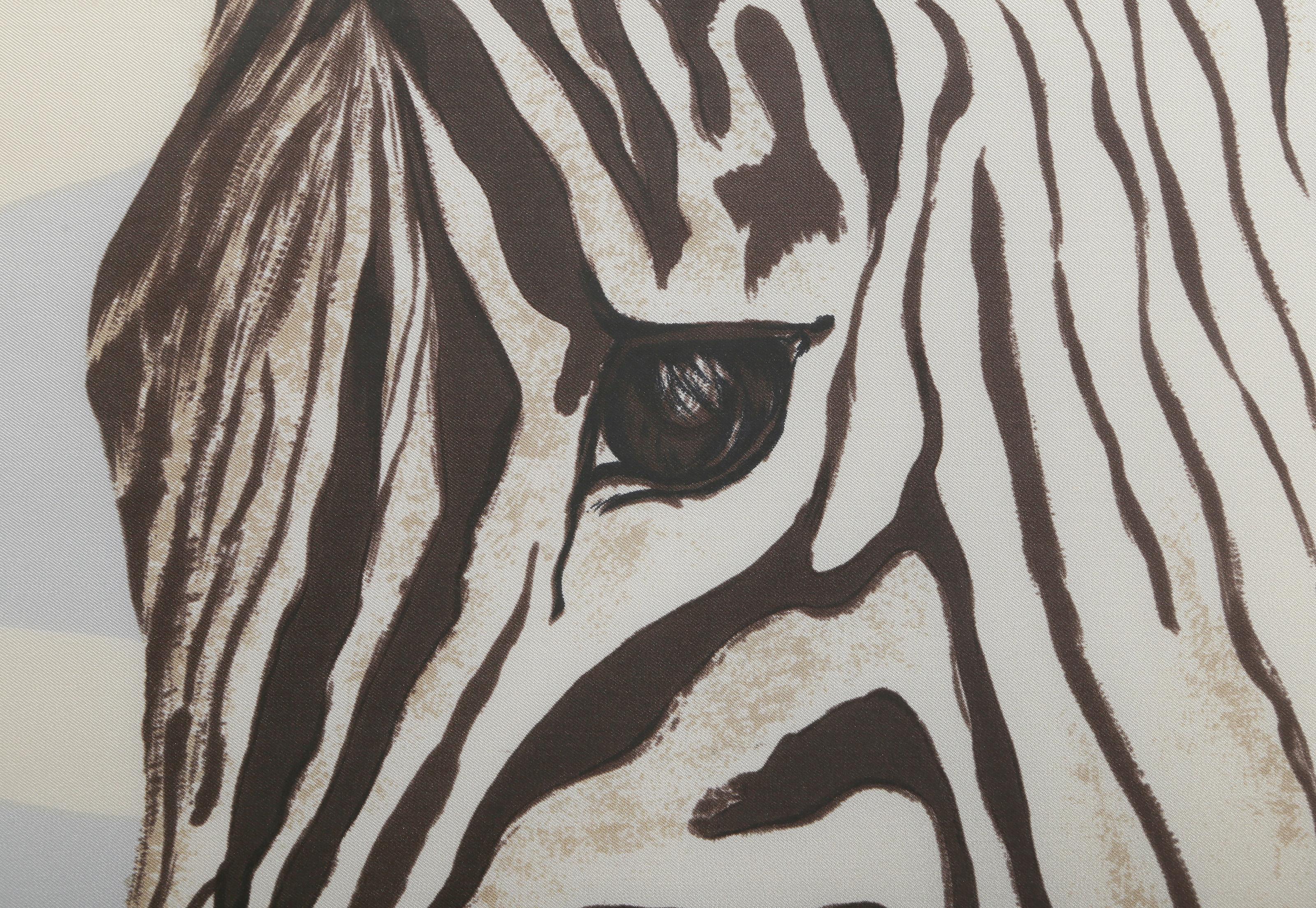 Zebra, poster fotorealista su lino - Print di Unknown