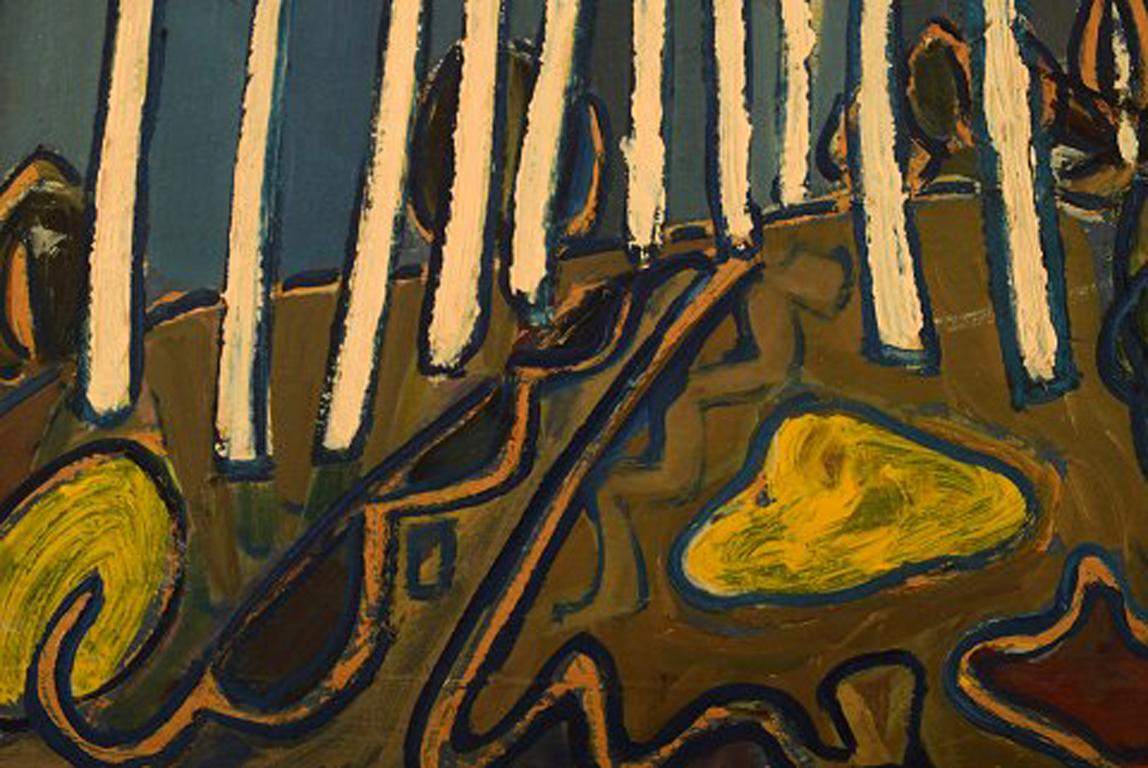 Mid-20th Century Unknown Scandinavian Artist, Oil on Board, Modernist Landscape, circa 1960