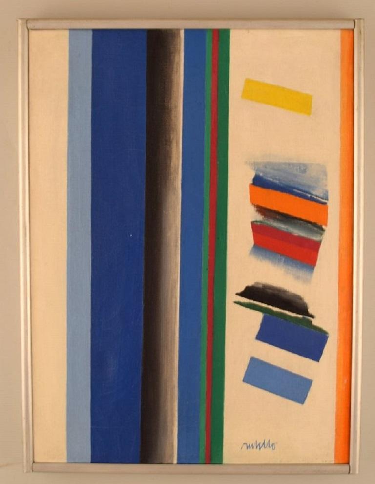 Unknown Scandinavian artist. Oil on canvas. Abstract composition. 1960s.
The canvas measures: 45 x 33 cm.
The frame measures: 1 cm.
In excellent condition.
Unclearly signed.