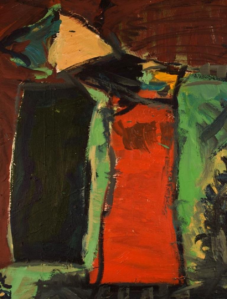 Mid-20th Century Unknown Scandinavian Artist, Oil on Canvas, Abstract Composition, 1960s For Sale
