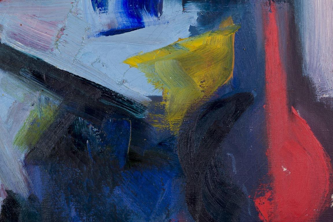Peintre scandinave inconnu. Huile sur toile. Composition abstraite. Bon état - En vente à København, Copenhagen