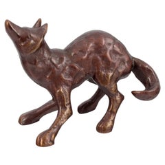 Sculpteur Unknown. Sculpture de renard en bronze massif. Milieu des années 1900.