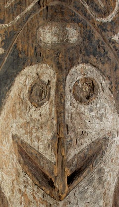 "1/2 Shield, " Carved Wood & Vegetable Pigment from New Guinea c. 1930