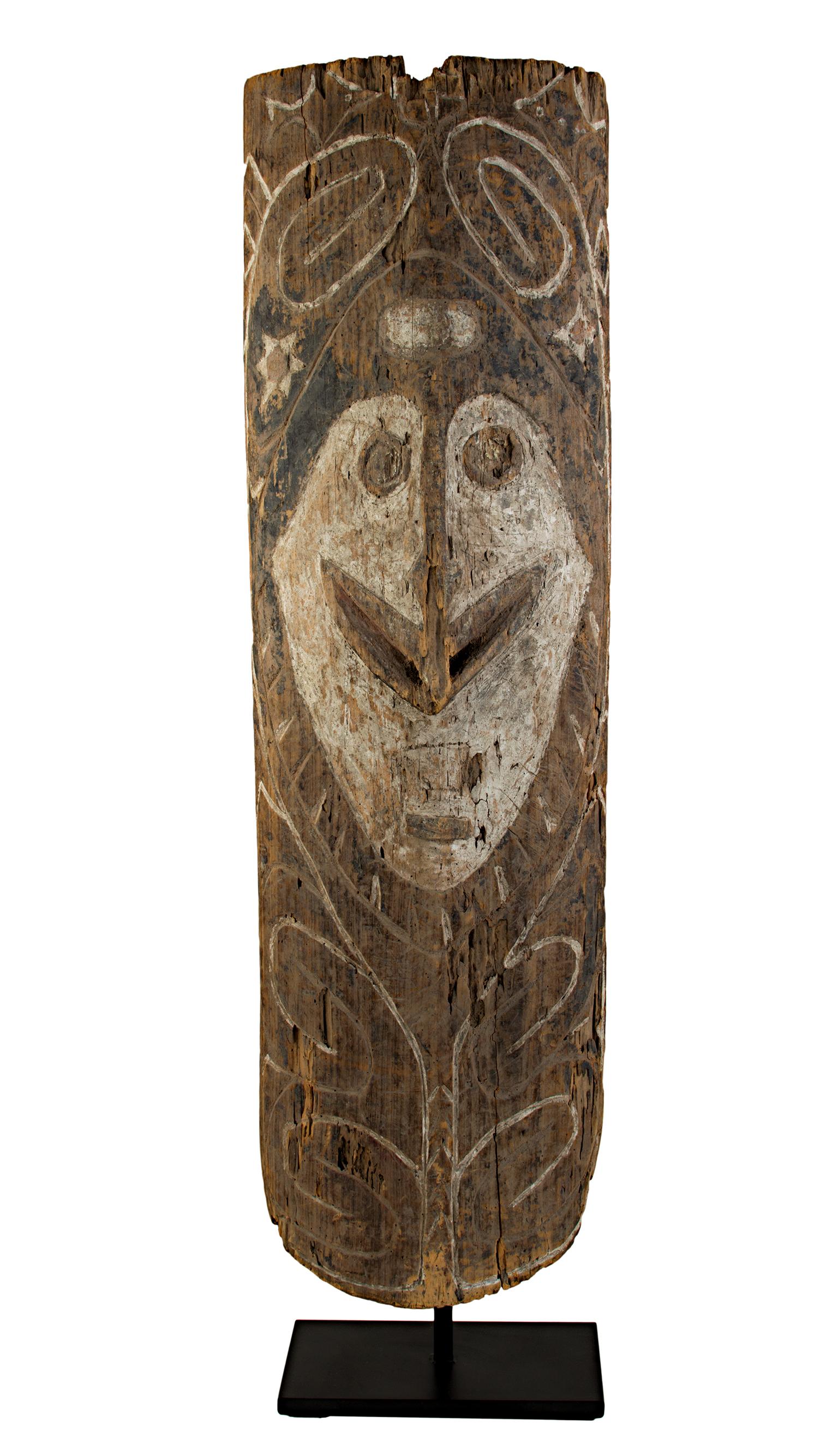 "1/2 Shield, " Carved Wood & Vegetable Pigment from New Guinea c. 1930 - Sculpture by Unknown