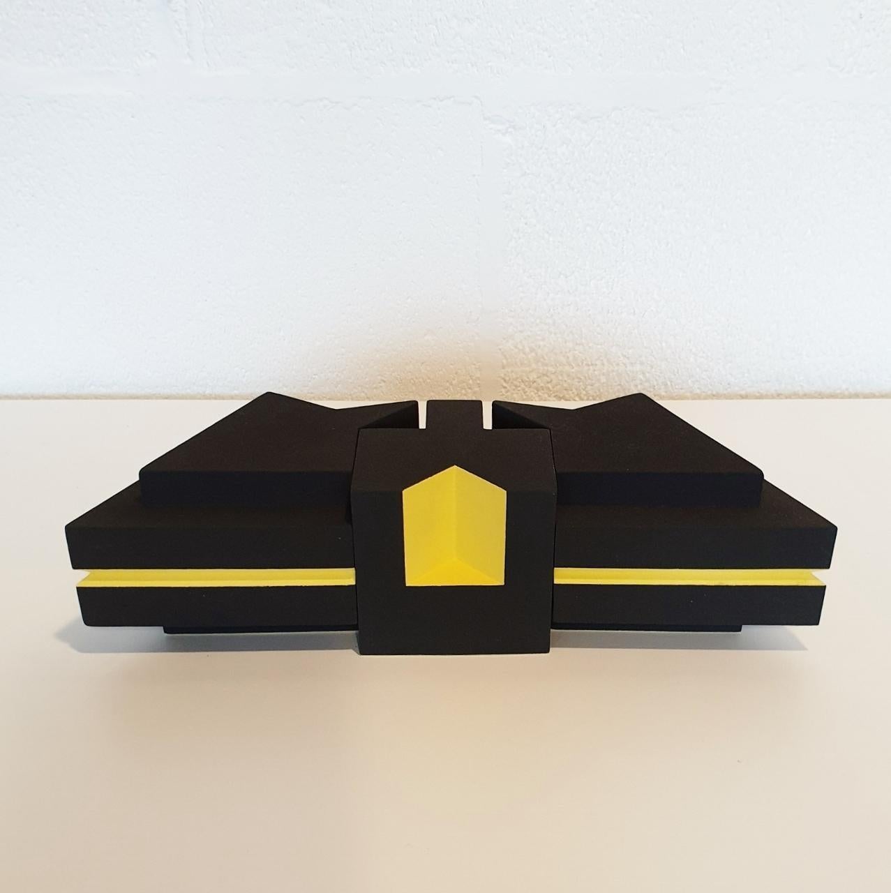 Unknown Abstract Sculpture - 1202-03 yellow - contemporary modern abstract geometric ceramic object sculpture