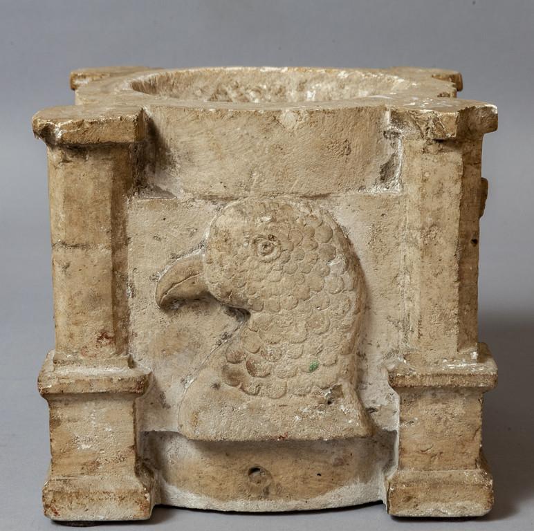 Unusual 14th Century Italian marble mortar with animals depicted on the sides