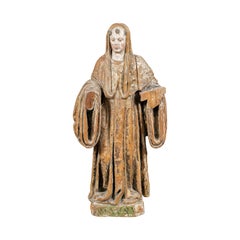 Antique 16th century Italian carved wood sculpture - Saint Mauritius - Gilded Painted