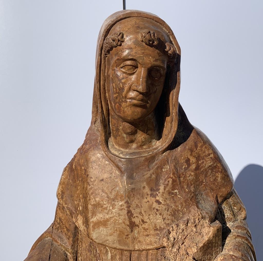 Escultura italiana de madera tallada del siglo XVI - San Roberto - Dorado Pintado en venta 1