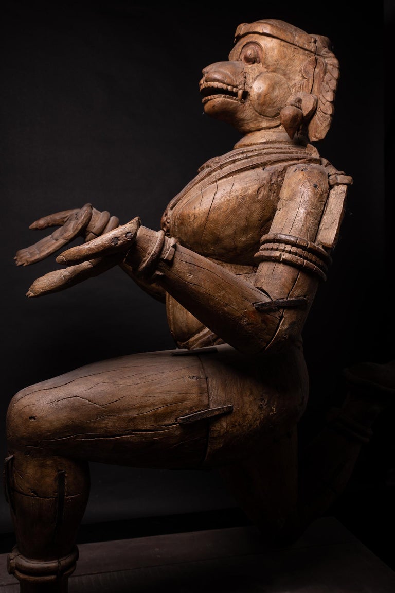 17th C, Religious, Orissa-India, Hindu Monkey-God Hanuman in Offering Position - Sculpture by Unknown