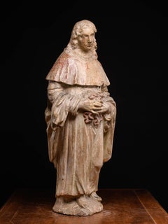 17th C Stone statue of Saint Erasmus or Saint Elmo