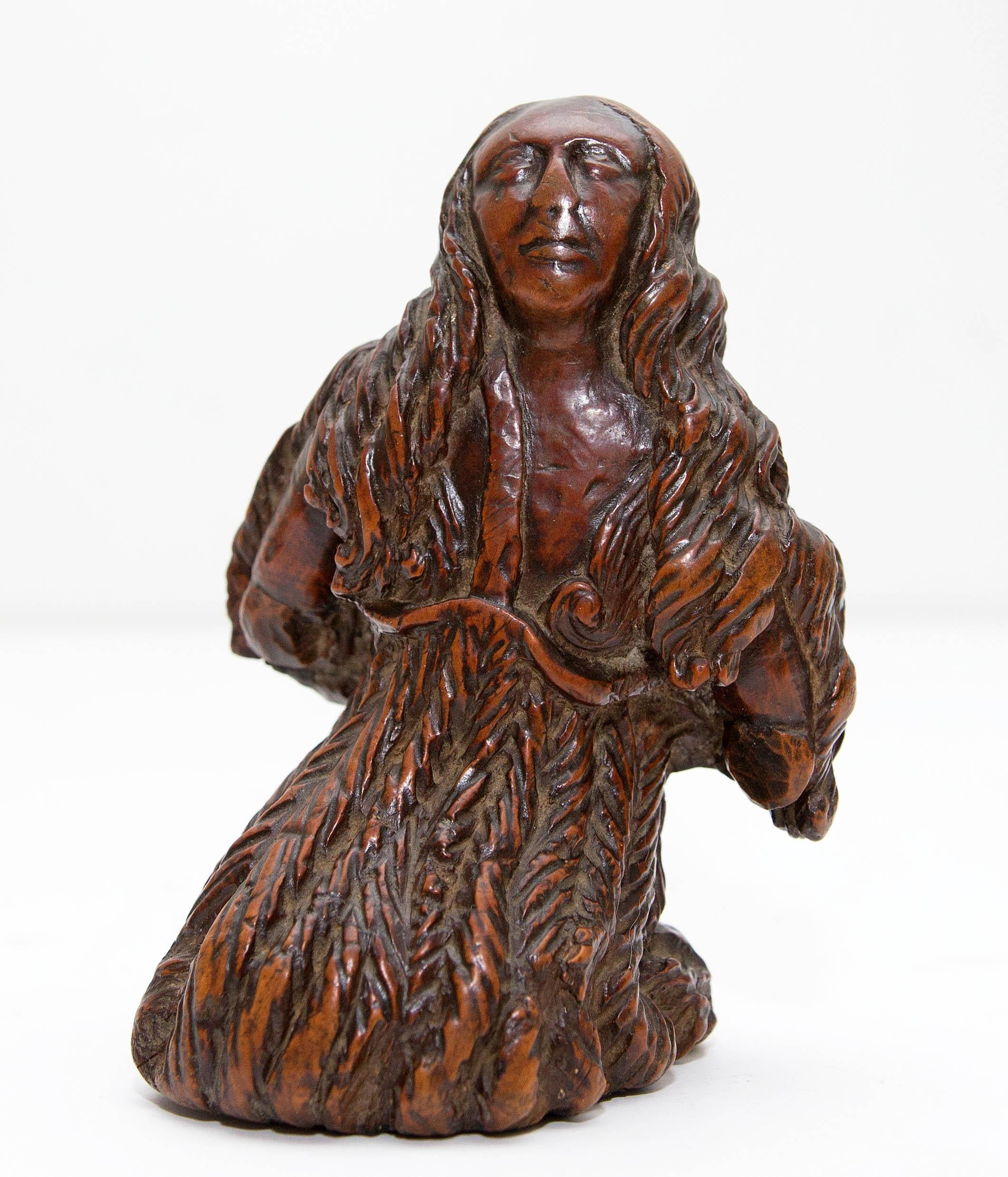 17th Century Flemish Sculpture of a Religious Figure - Brown Figurative Sculpture by Unknown