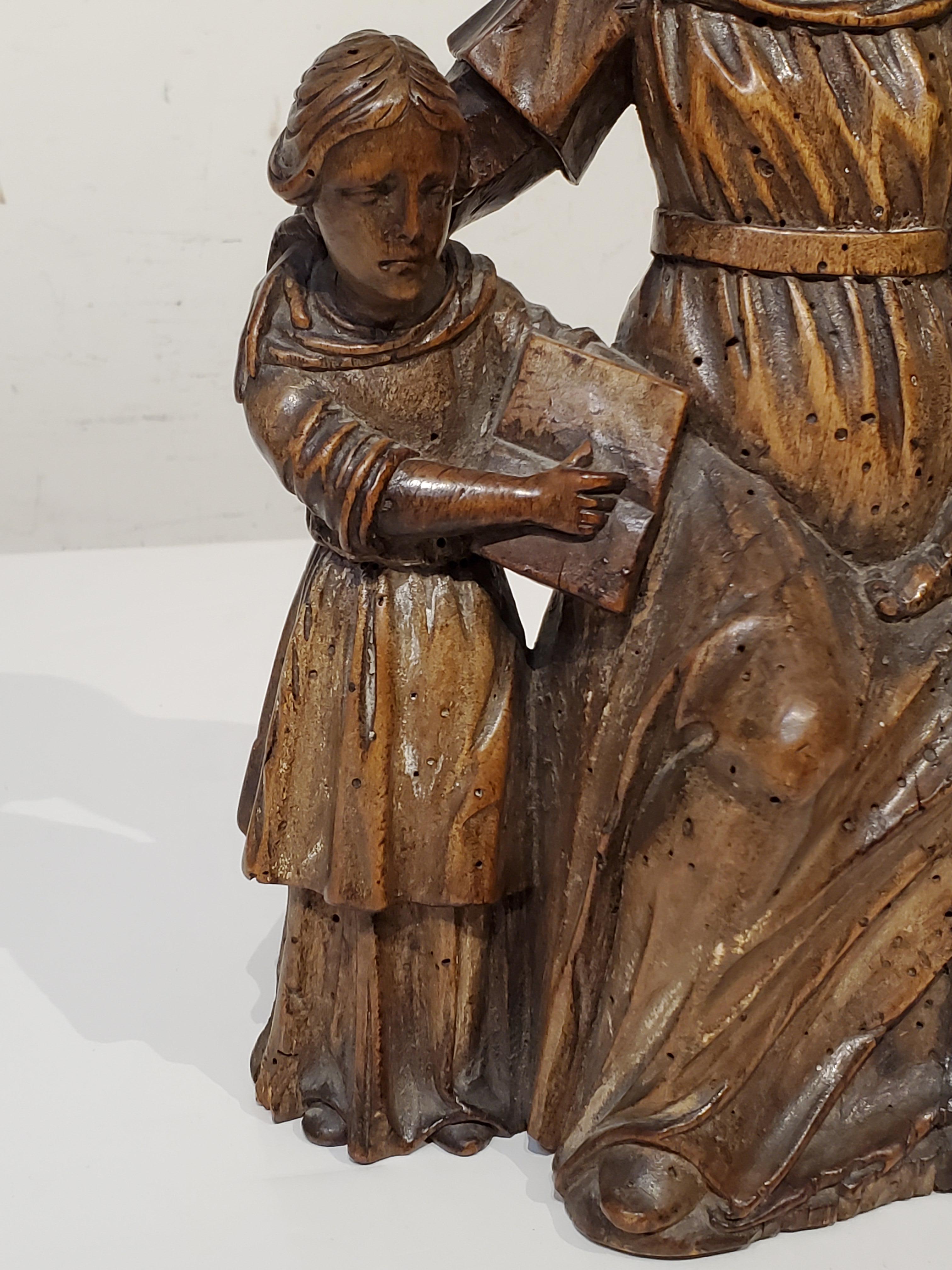 17th Century Italian Carved Wood Carving Of Virgin and Child with Saint Anne.

Of Anna Selbdritt style.

11 3/4
