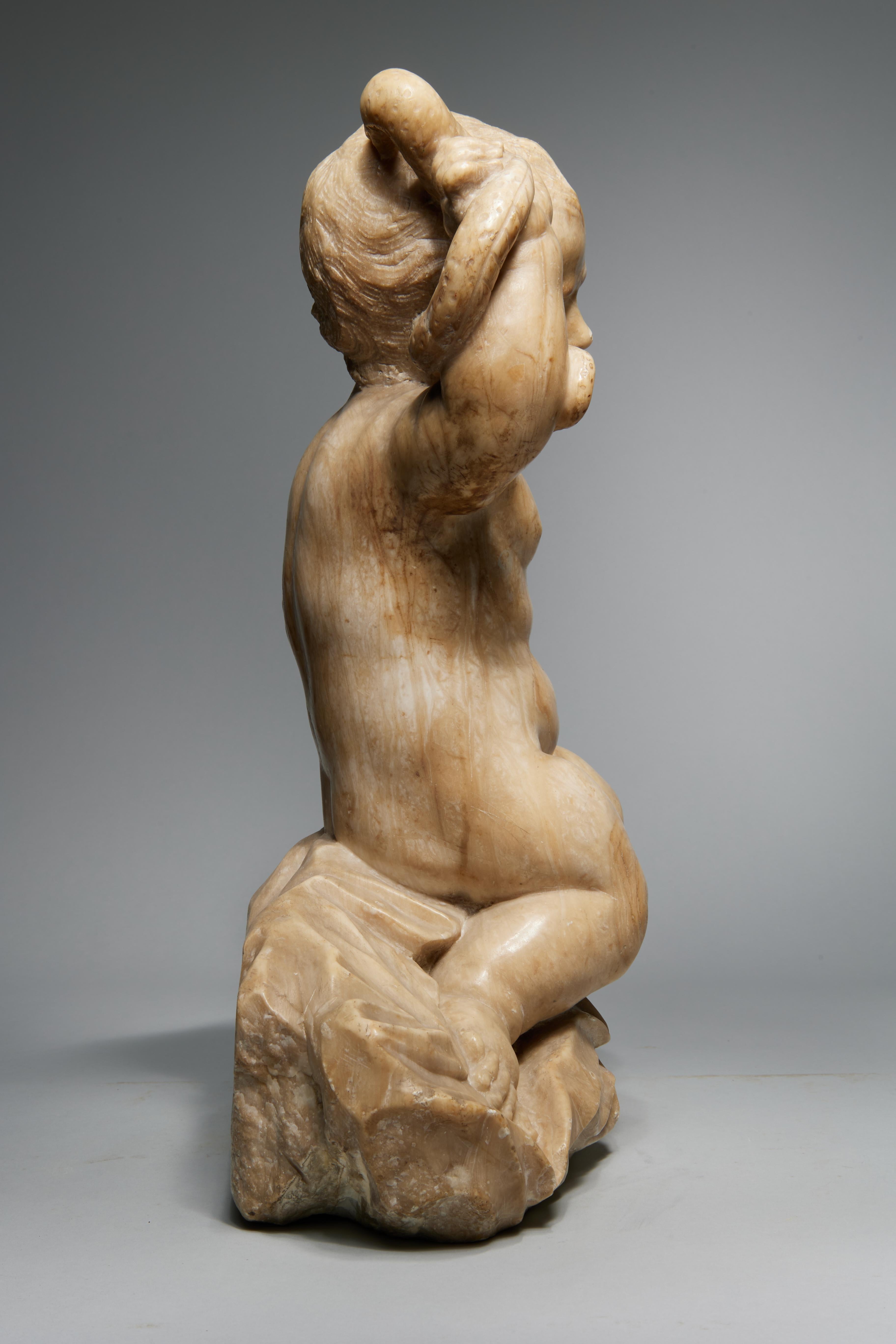 18th/19th C. Italian Alabaster Sculpture of Infant Hercules Wrestling a Snake For Sale 4