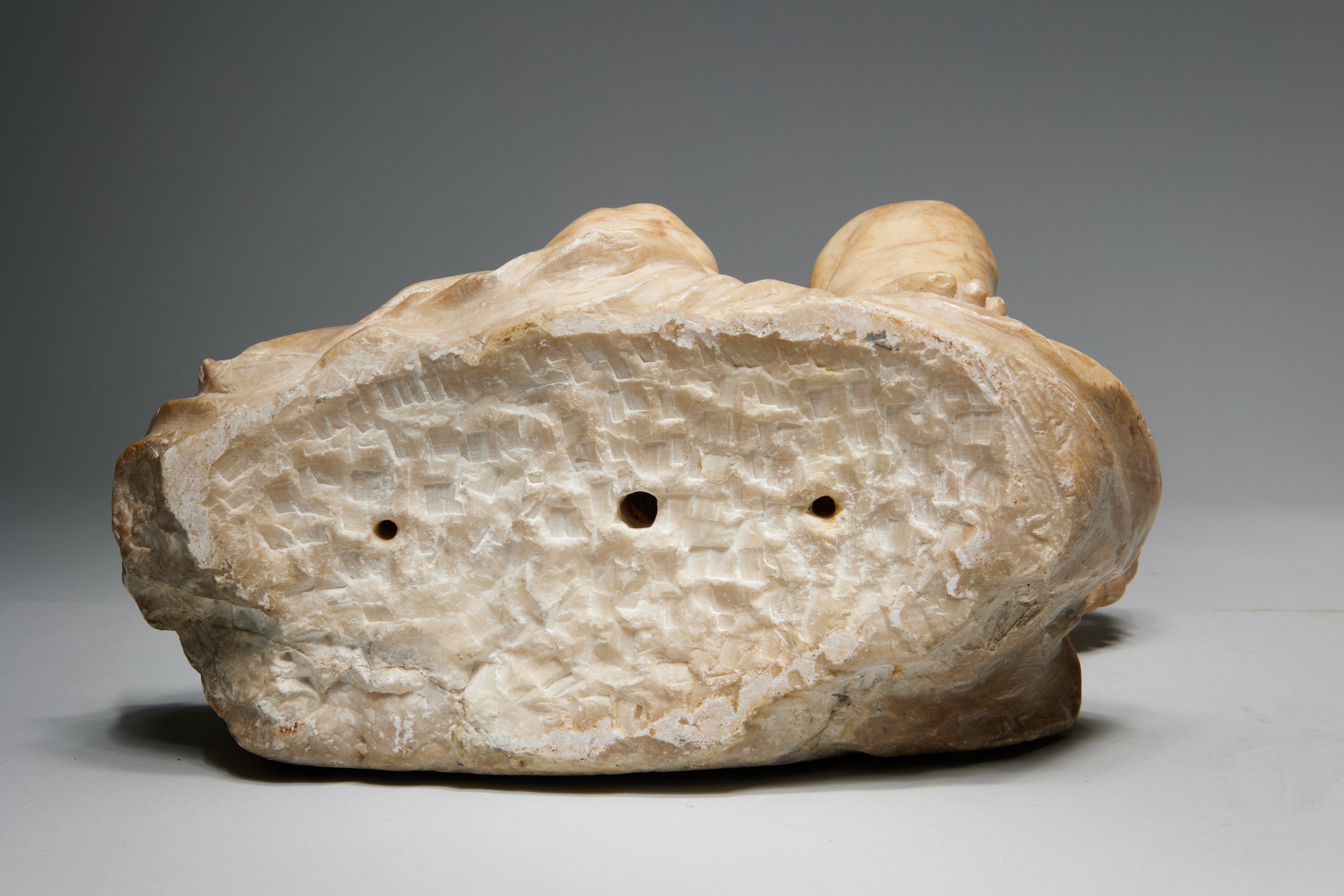 18th/19th C. Italian Alabaster Sculpture of Infant Hercules Wrestling a Snake For Sale 5