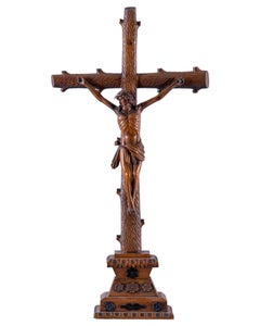 18th-19th German wood carved sculpture - Christ crucifix 
