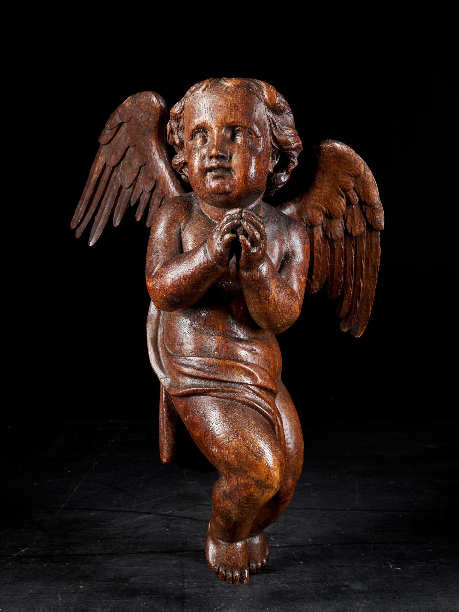 18th C, Late Baroque, Religious, Flemish Shool, Sculpture of an Angel 8