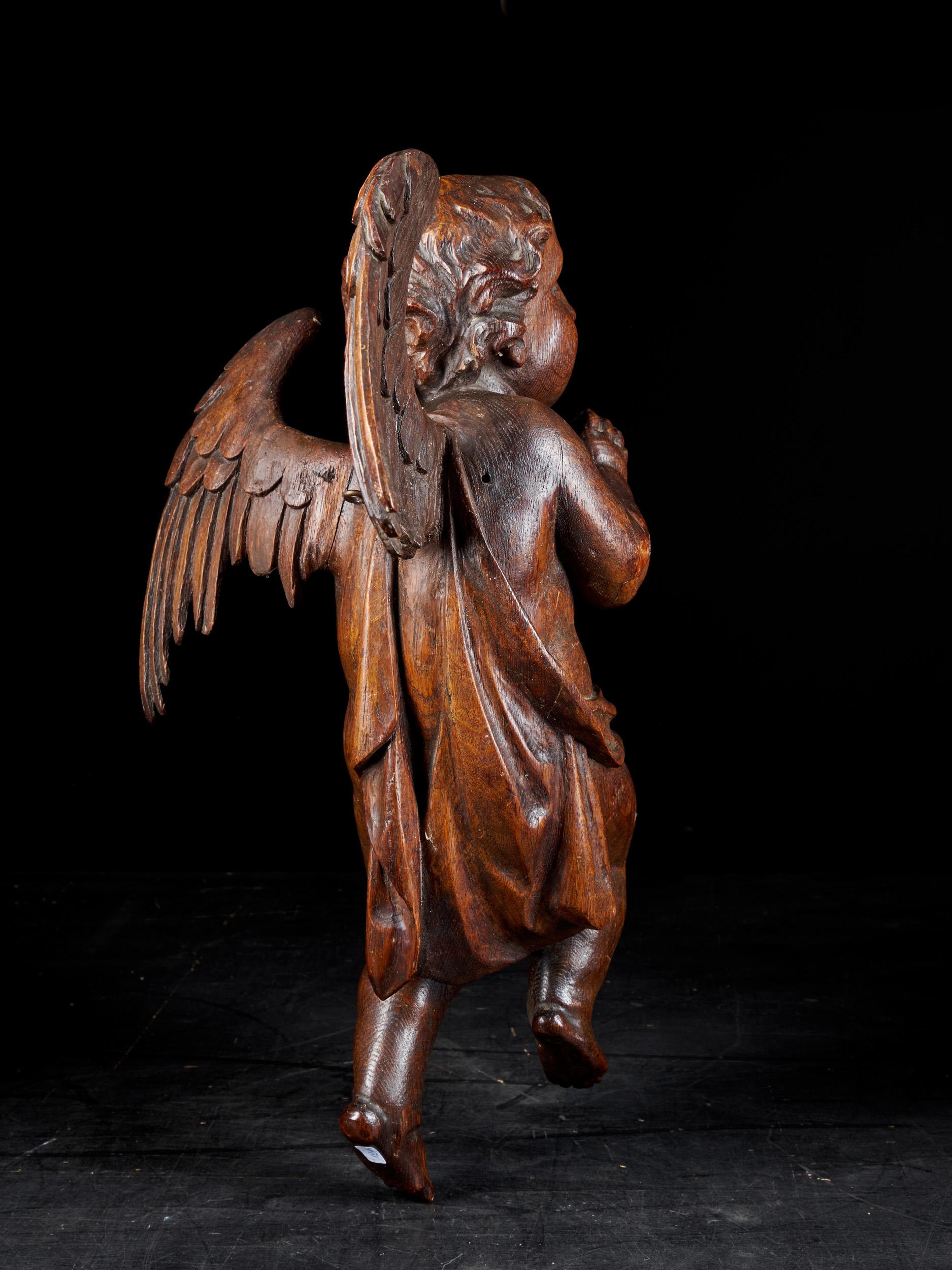 18th C, Late Baroque, Religious, Flemish Shool, Sculpture of an Angel 12