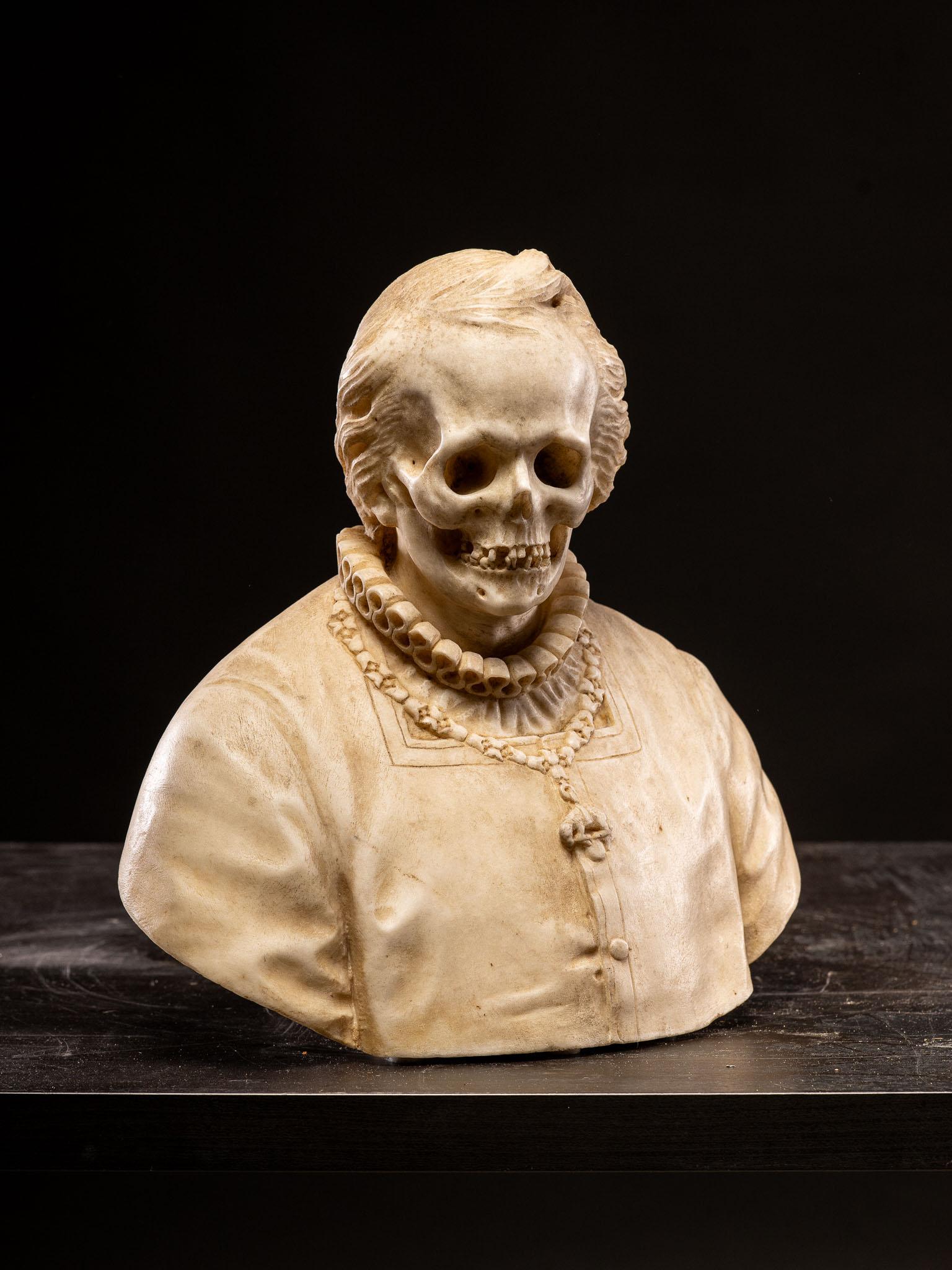 A.I.C. Vanitas (Memento Mori) Buste sculpté en marbre, Italie